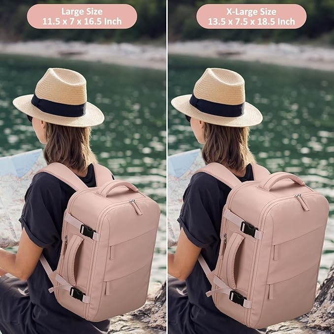 Tenot Carry on Backpack for Women TSA Approved 15.6 Inch Travel Laptop Backpack for Women Travel Essentials Womens Travel Backpack Suitcase Pink