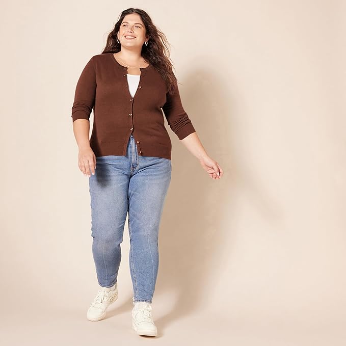 Amazon Essentials Women's Lightweight Crewneck Cardigan Sweater (Available in Plus Size)