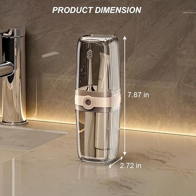Toothbrush Travel Case Portable Clear Grey Toothbrush Holders with Cover, Leakproof Toothbrush & Toothpaste Holder for Traveling School Camping Business Trip Bathroom