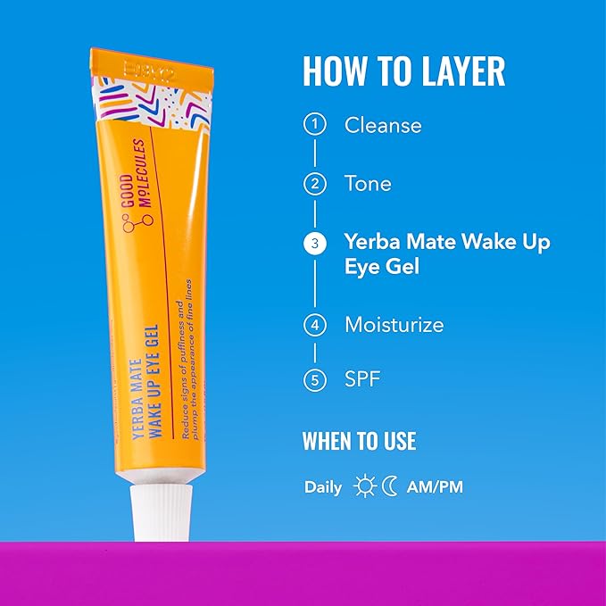 Good Molecules Yerba Mate Wake Up Eye Gel Pack 3 – 15 ml Each | Hydrating Under Eye Gel with Hyaluronic Acid & Caffeine for Dark Circles and Puffiness