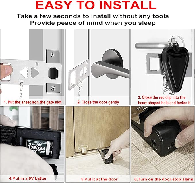 MBBEST Door Stop Alarm & Hotel Door Lock,Dual Protection Security Door Kit,Door Security Devices Pocket Door Stopper Self Defensey Tools for Hotel Travel Home Apartment House