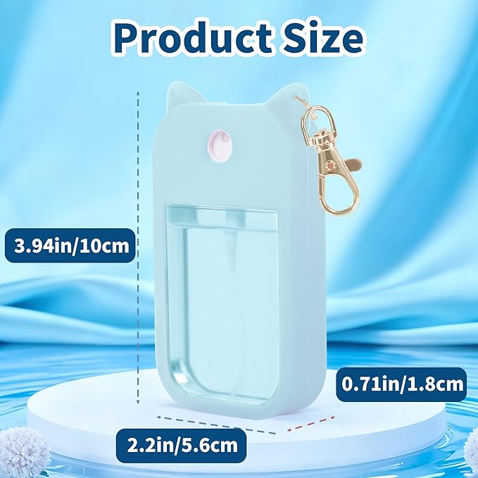 3 Pcs Silicone Case Compatible with Touchland Hand Sanitizer Spray Power Mist and Glow Mist 1FL. OZ., Portable Keychain Protective Case with Cute Ears, Hand Sanitizer Spray Accessory