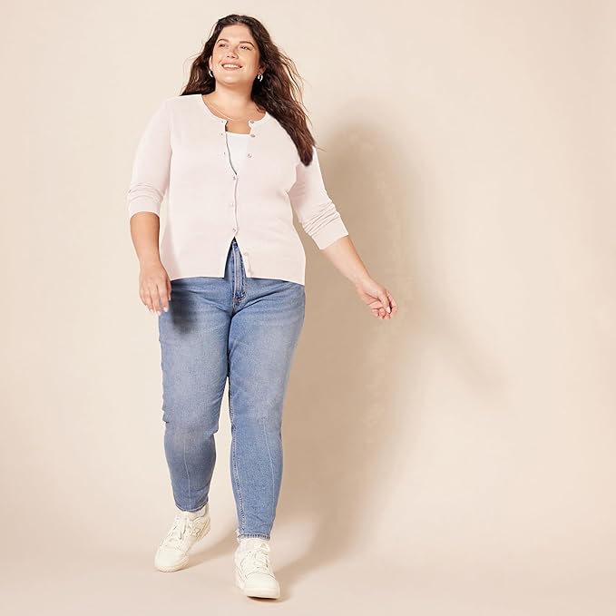 Amazon Essentials Women's Lightweight Crewneck Cardigan Sweater (Available in Plus Size)