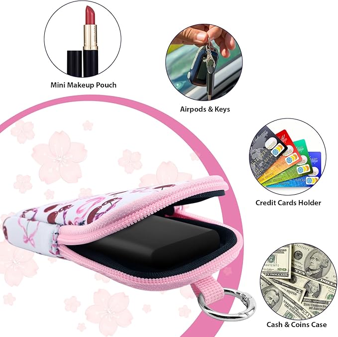 Hand Sanitizer Spray Case,Compatible with Popular Sanitizers,Zipper Pouch for Hand Sanitizer,Cute Fashion Accessories with Snap Hook for Glow Mist and Power Mist 1FL OZ,Suitable for Outdoor(Cherry)