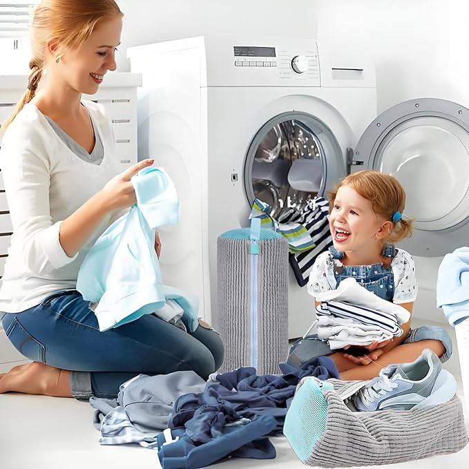 2 Pack Shoe Washing Machine Bag Shoe Washing Bag Shoe Mesh Laundry Bags Shoe Bags for Travel Reusable Shoe Cleaning Bag for All Shoe Sizes (Grey)