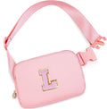 Uygafly Personalized Belt Bag for Women Girls - Fashion Mini Waist Packs with Adjustable Strap - Trendy Travel Fanny Pack Crossbody Bags with Initial Letter - Teen Gifts | Peach,L