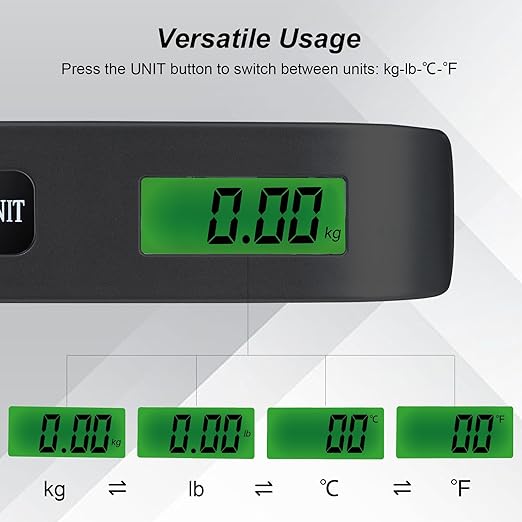 2 Pcs-Black Travel Digital Luggage Scale - Portable Baggage Scale - Suitcases Weight Scales - Ideal for Travel Scale Luggage Weight - 110LB/50KG, Includes Battery - Temperature Display Hanging Scales