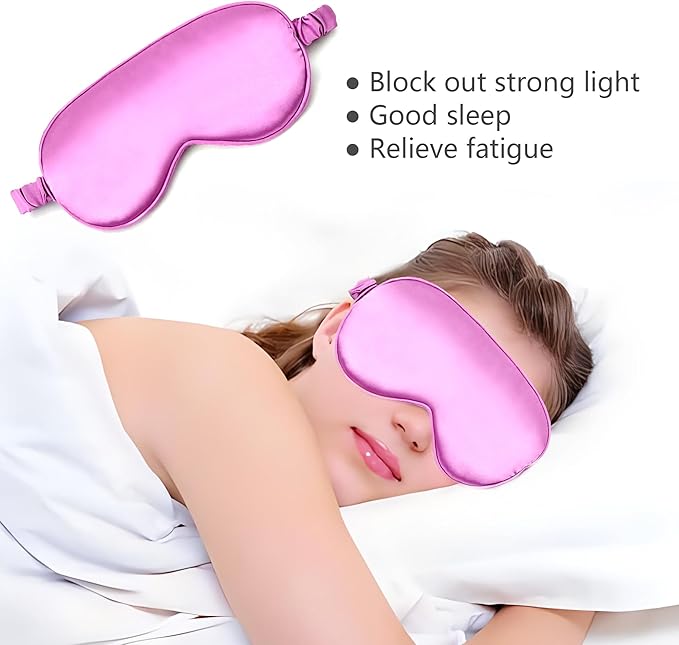 Silk Sleeping Mask, Silk Eye Mask with Adjustable Strap, Sleeping Aid Blindfold for Nap, Sleep Mask for Women to Full Night's Sleep, Travel and Nap.(1 Pack,Purple)