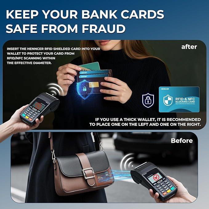 NEW RFID Blocking Card, 2 Pack Fuss Protection for Entire Wallet Shield, Credit Card Protector NFC Bank Debit Blocker, Identity Theft Prevention for Passport Travel Security (2, Blue)