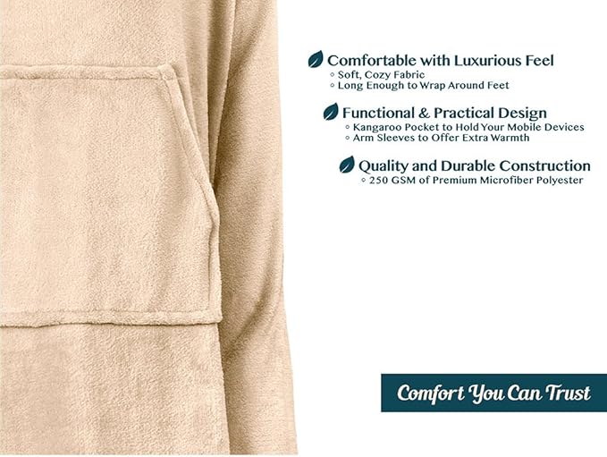 PAVILIA Blanket with Sleeves for Adult Women Men, Soft Warm Wearable Blanket Fleece Wrap Throw, Robe Blanket Gift