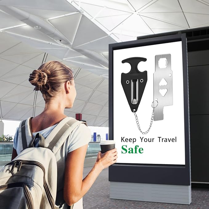 Portable Door Lock for Travel Lock Home Security Door Latch in Prevent Unauthorized Entry School Apartment Hotel(Black)
