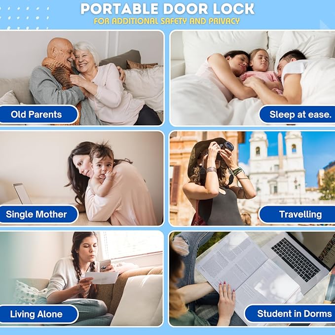 All in one Original Trustella Heavy-Duty Portable Door Lock - Stainless Steel Security Tool for Enhanced Safety - Ideal for Home, Travel, Hotels, Apartments