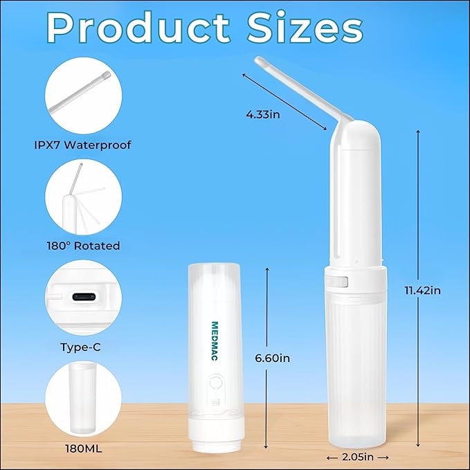 Portable Bidet for Travel, Rechargable USB-C 3 High Pressure Modes Travel Bidet Compact Waterproof Handheld Sprayer Device for Women, Men, Babies - Ideal for Personal Hygiene (White)