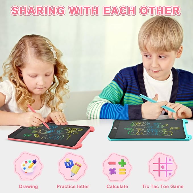LCD Writing Tablet, 2 Pack Toddler Kids Toys, 10 Inch Doodle Board Drawing Pad, Travel Essentials Kids Games, Back to School Supplies Toys Birthday Gifts for Girls Boys Age 3-8