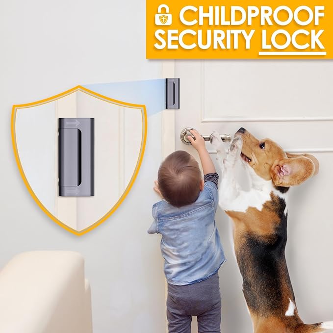 Home Security Door Reinforcement Lock Front Door Locks for Kids Safety Metal Child proof High Security Door Lock Withstand 800lbs Top Door Latch Lock Flip Door Guardian for Inward Swinging Inside Door