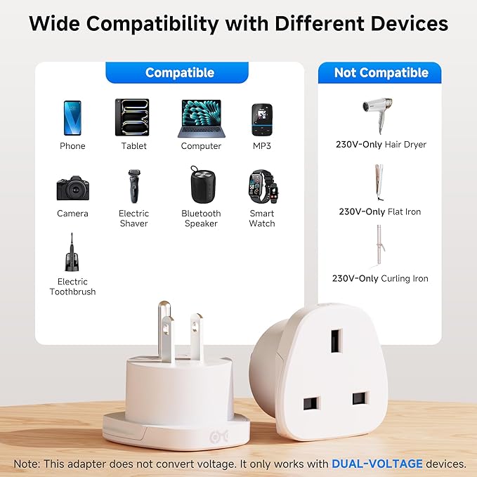 Cable Matters UK to US Plug Adapter, Convert Type B Outlet to Work with Type G Plugs from United Kingdom/Ireland/Singapore/Dubai/Malaysia/Hong Kong, CE & RoHS Certified