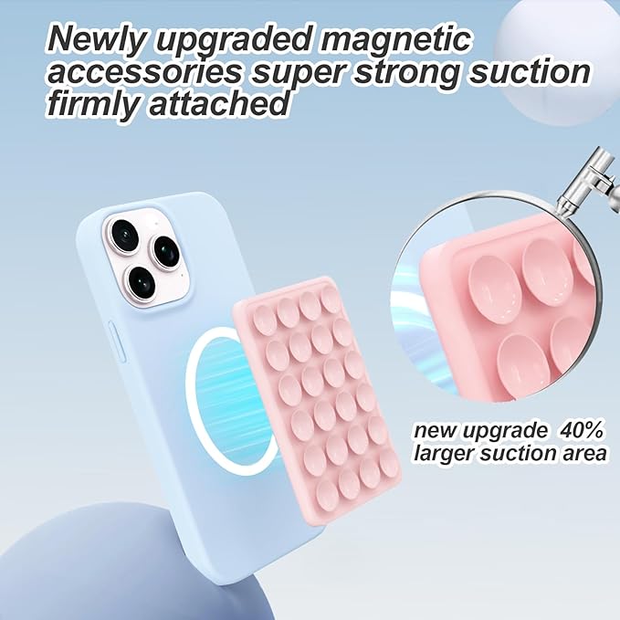 Magnetic Suction Phone Mount for MagSafe Case,Silicone Octob Cup Buddy Sticky Phone Grip Holder for iPhone,Removable Hands-Free Selfie/Video for TikTok & Instagram Influencer/Creator (Bright Yellow)