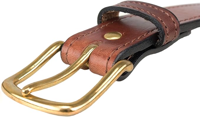 Hidden Money Pocket Travel Leather Belt (Size 46, Brown)