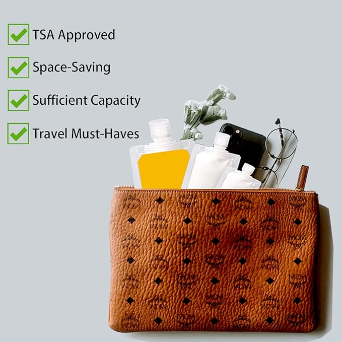 18 PCS Travel Pouches for Toiletries TSA Approved Travel Fluid Makeup Packing Bag Travel Containers for Toiletries Leak Proof Travel Size Toiletries Refillable Cosmetic Containers