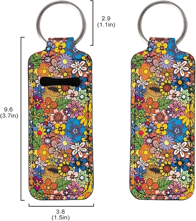 Suobstales 3Pcs Travel Bottles Keychain Holder Set,Travel Bottle Sleeves+Neoprene Chapstick Holders+Lanyard Keychain