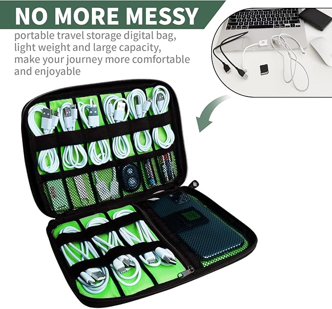 Lcsmaokin Electronics Travel Organizer,Portable Waterproof Electronic Travel Storage Bag for Small Charging Cord Storage,Charger,SD Card etc,for Travel,Business -Camouflage Green