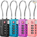 Fosmon Luggage Locks TSA Approved for Luggage & Suitcase, 4 Digit Mini Cable Locks Long Wire Padlock with 4 Combinations and Easy Reset Switch for Travel, Gym Locker, Gun Case, Backpack Zipper- 4 Pack