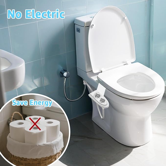 Aünsffer Bidet Toilet Attachment,Non-Electric 3 Wash Modes, Adjustable Water Pressure, Cold Water, White