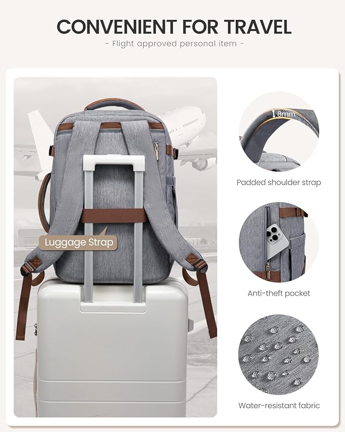 LOVEVOOK 40L Travel Backpack for Women Men, Large Carry on Backpack for Airplanes TSA Personal Item Travel Bag fits 15.6" Laptop, Waterproof Weekender Essentials Airline Approved with 2 Packing Cubes