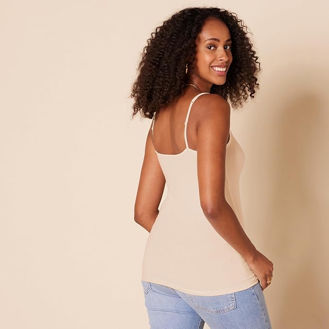 Amazon Essentials Women's Slim-Fit Camisole for Layering and Everyday Wear, Pack of 4