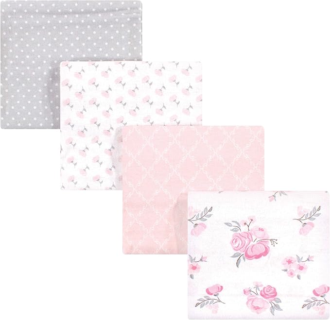 Hudson Baby Unisex Baby Cotton Flannel Receiving Blankets, Pink Floral, One Size