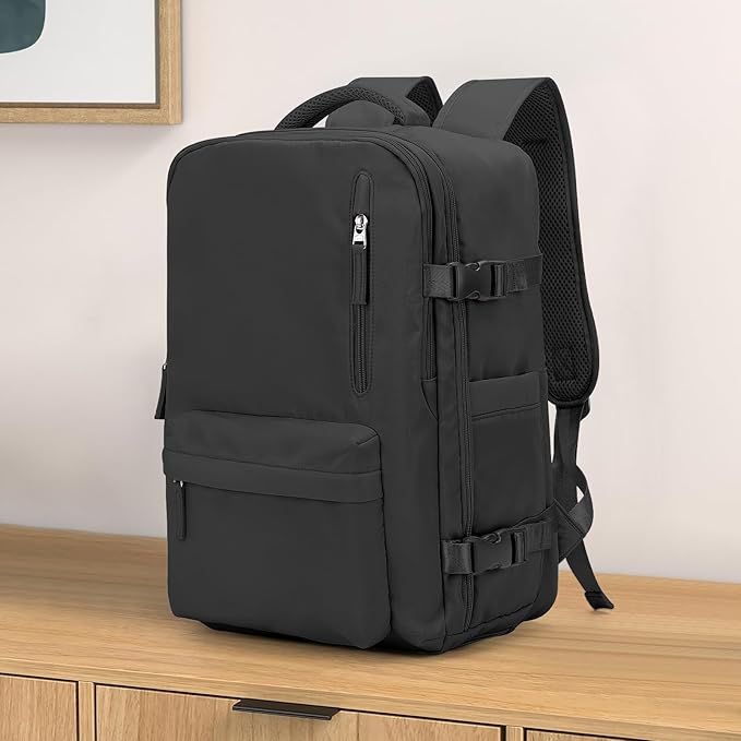 VECAVE Carry On Backpack for Women, Large Travel Backpack Flight Approved, Waterproof 14 Inch Laptop Backpack Business Work Backpacks Men Mochila De Viaje, Black