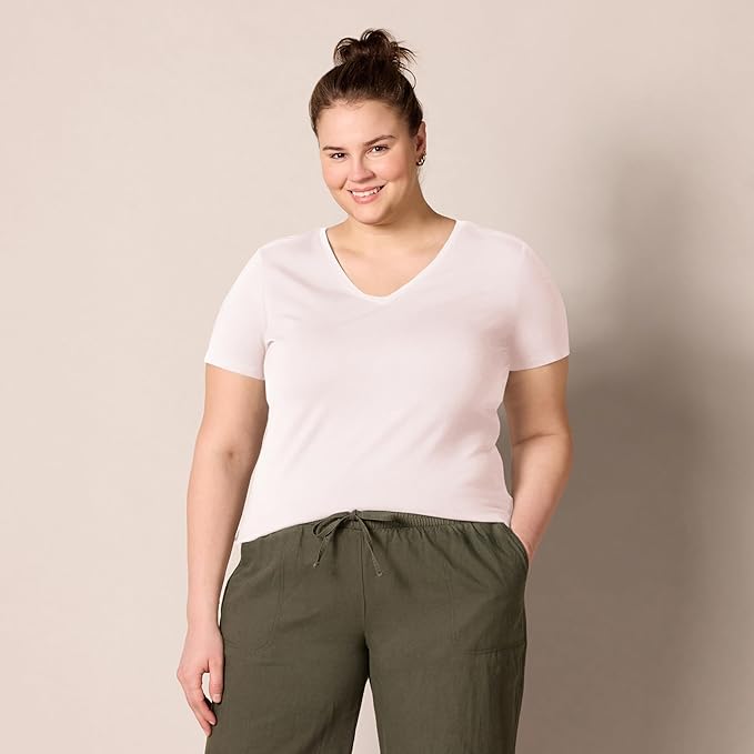 Amazon Essentials Women's Regular-Fit Short-Sleeve T-Shirt (Crewneck and V-Neck Options), Multipacks