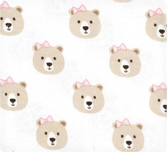 Hudson Baby Unisex Baby Cotton Flannel Receiving Blankets, Pink Taupe Bear, One Size (Pack of 2)