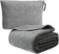 Travel Blanket Pillow, Soft Airplane Blanket 2-in-1, Travel Blanket Airplane Compact with Bag, Travel Essentials Accessories for Plane and Car,60x40 Grey