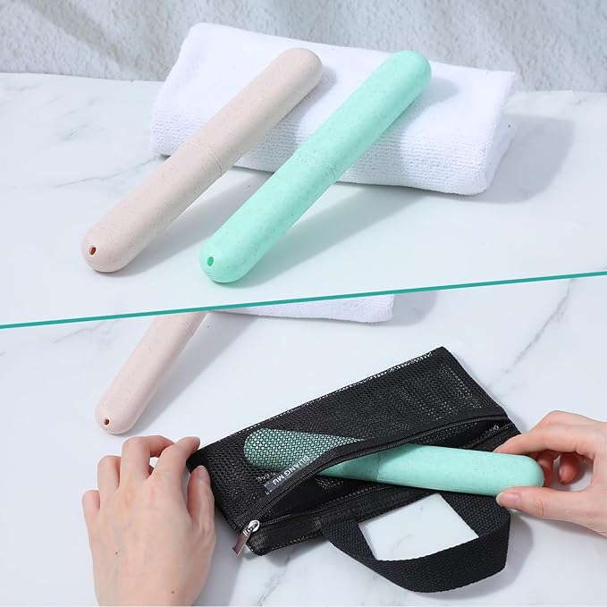 3 Pcs Toothbrush Pouch,1 Toothbrush Travel Bag + 2 Ventilated Toothbrushes Travels Containers, Portable Hygienic Organizer for Family, Camping & Business Trips