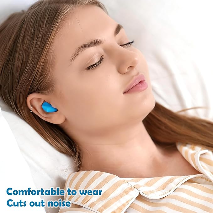BlingKingdom 4 Pairs Moldable Silicone Ear Plugs, Soft Reusable Noise Cancelling Sleep Earplug for Sleeping, Airplanes, Travelling, Studying, Concerts, Swimming (Blue)