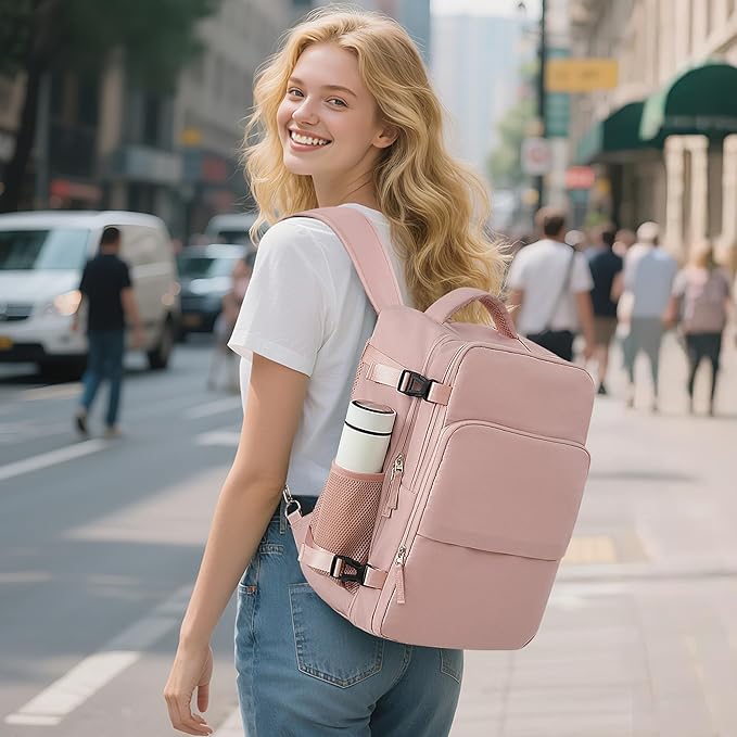 Sinaliy Travel Backpack for Women, Flight Approved Carry On Backpack with USB Charging Hole, Lightweight Travel Bag, Waterproof Causal Bookbag for College, Travel, Work