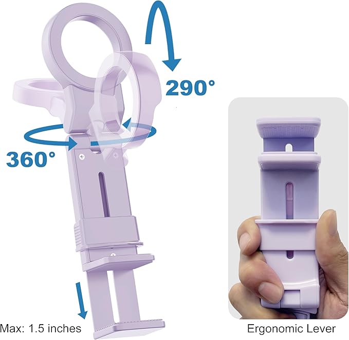 Perilogics Airplane Phone Holder for MagSafe. Universal Phone Mount for Long Flight Airplane Travel Essentials, Cruise Must Haves. Ideal Travel Accessory for Vacation and Content Creators (Lavender)