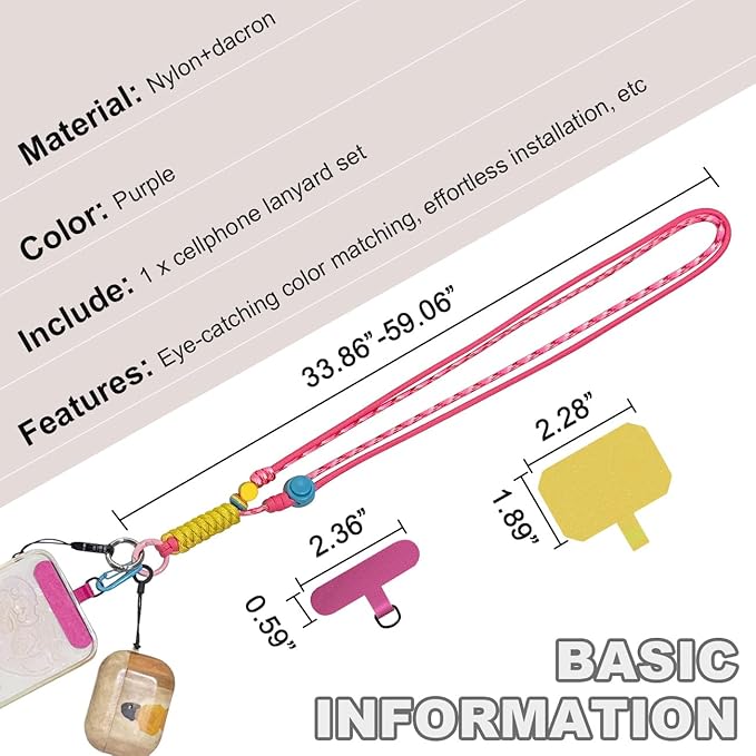 Portable Cellphone Lanyard Neck Phone Holder Crossbody Camera Strap Adjustable Nylon Hand Wrist Lanyards