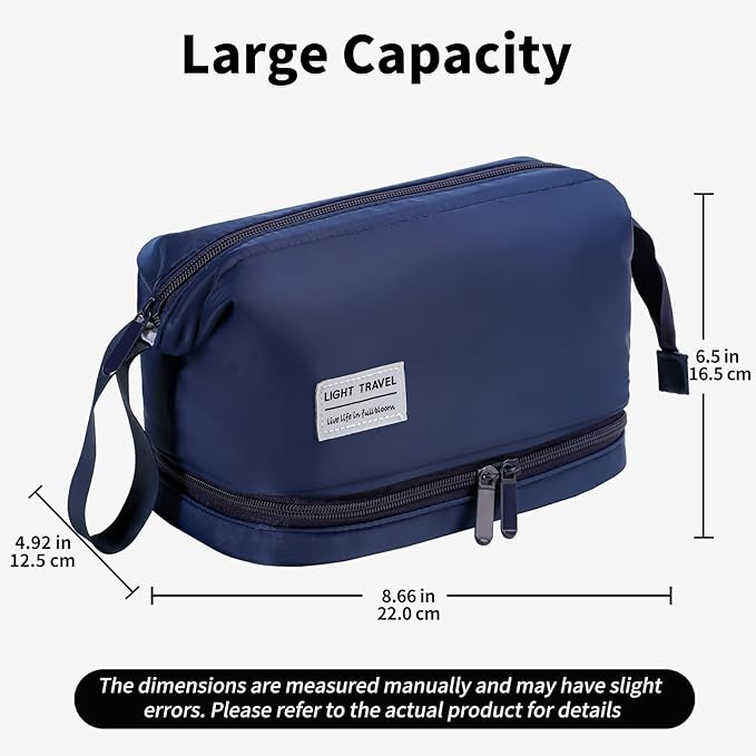 Hanging Travel Toiletry Bag for Women, Makeup Bag, Compact, sturdy, Lightweight, Waterproof, Simple and Practical, Functions As Both Cosmetic Organizer And Toiletry Bag (Woman, Navy Blue)