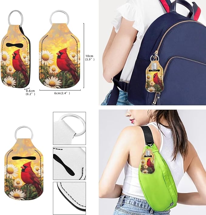 Suobstales 3Pcs Travel Bottles Keychain Holder Set,Travel Bottle Sleeves+Neoprene Chapstick Holders+Lanyard Keychain