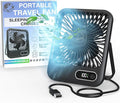 Small Travel Fan For Sleeping, USB-C Rechargeable Battery Powered Personal Mini Desk Fan for Office, Bedroom, Hotel Room - Folding Flat, Easily Portable & Travel-Ready, Battery Saving Display & Timer
