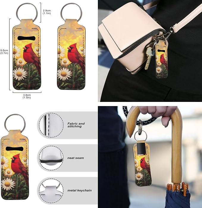 Suobstales 3Pcs Travel Bottles Keychain Holder Set,Travel Bottle Sleeves+Neoprene Chapstick Holders+Lanyard Keychain