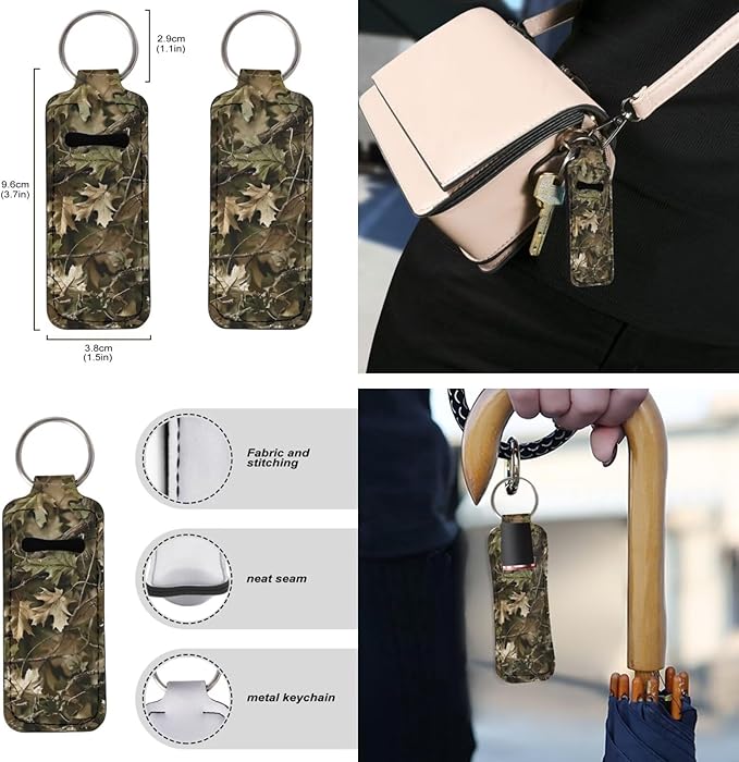 Suobstales 3Pcs Travel Bottles Keychain Holder Set,Travel Bottle Sleeves+Neoprene Chapstick Holders+Lanyard Keychain