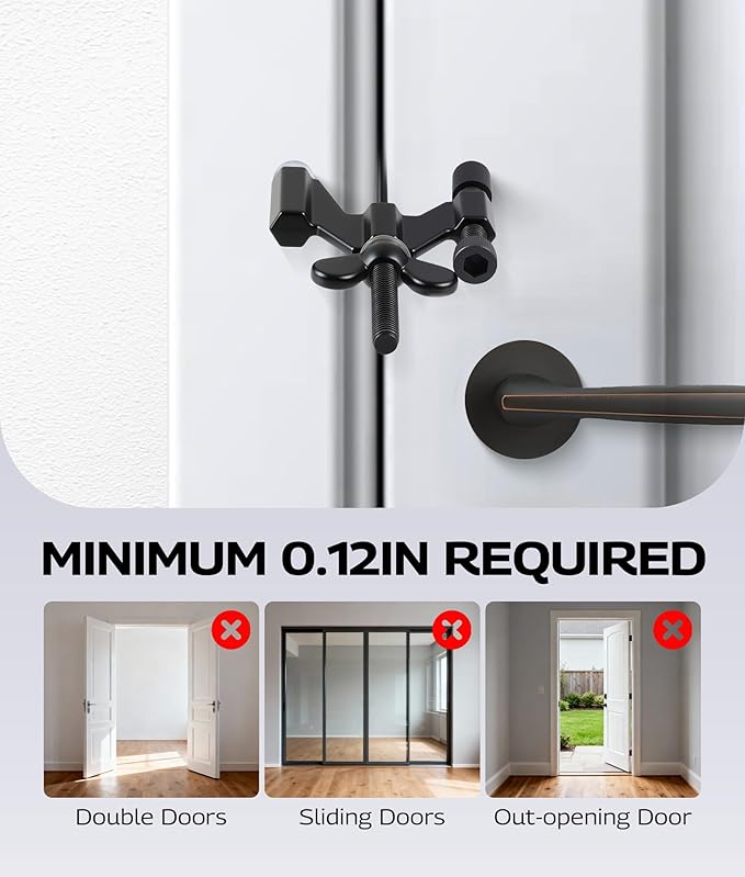 DPB 2 Pack Adjustable Portable Door Lock, Hotel door stopper-Silicone Protector Caps Included,Prevent Unauthorized Entry-Ideal for Home, Travel, College, Hotels, Apartments