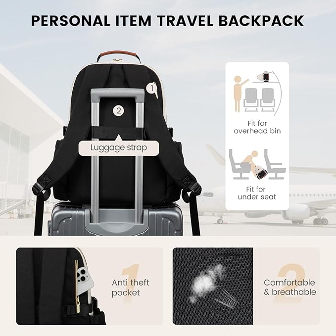 LOVEVOOK Lunch Backpack with Lunch Compartment,15.6 Inch Laptop Work Travel Insulated Cooler Backpack,Waterproof College Teacher Lunch Bag Box with Tumbler Holder,Gifts for Men Women,Beige-Black-Brown