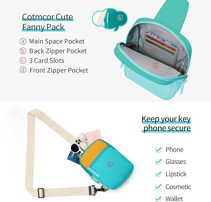 Mothers Day Gifts for Daughter, Birthday Graduation Gifts for 8 9 10 11 12 Year Old Teens Girls Her,Fanny Pack Sling Crossbody Bag Belt Bags Purse, Preppy Teen Girl Gift Trendy Stuff Travel Essentials