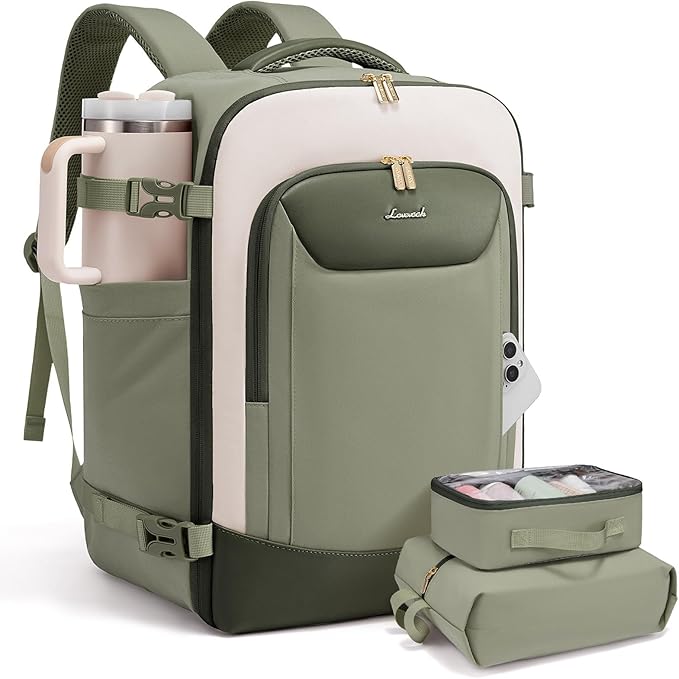 LOVEVOOK 50L Travel Backpack for Women Men, Large Carry on Backpack for Airplanes TSA Personal Item Travel Bag fits 17.3" Laptop, Waterproof Weekender Essentials Airline Approved with 2 Packing Cubes
