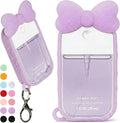 Silicone Bow Case Compatible with Touchland Hand Sanitizer Spray 1 oz (30 mL), Cute Holder with Keychain Clip, Gift for Girls