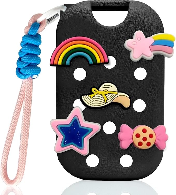 EVA Case for Touchland 1 FL.OZ(30mL) Hand Sanitizer Spray,With 5 Charms & Keychain,Cute Touchland Mist Holder Cover,Lightweight & Portable Carry Accessory for Travel-Black
